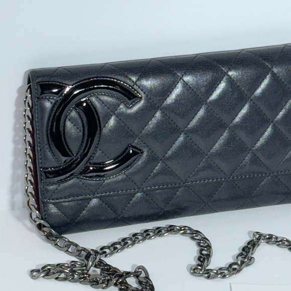 CHANEL CAMBONE BLACK QUILTED LAMBSKIN WALLET/CROSSBODY - Picture 2 of 15